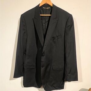 Dolce and gabbana black wool silk blazer